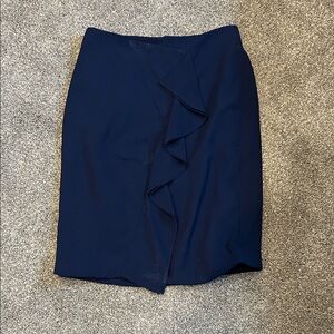 J. Crew Navy Pencil Skirt with Ruffle
